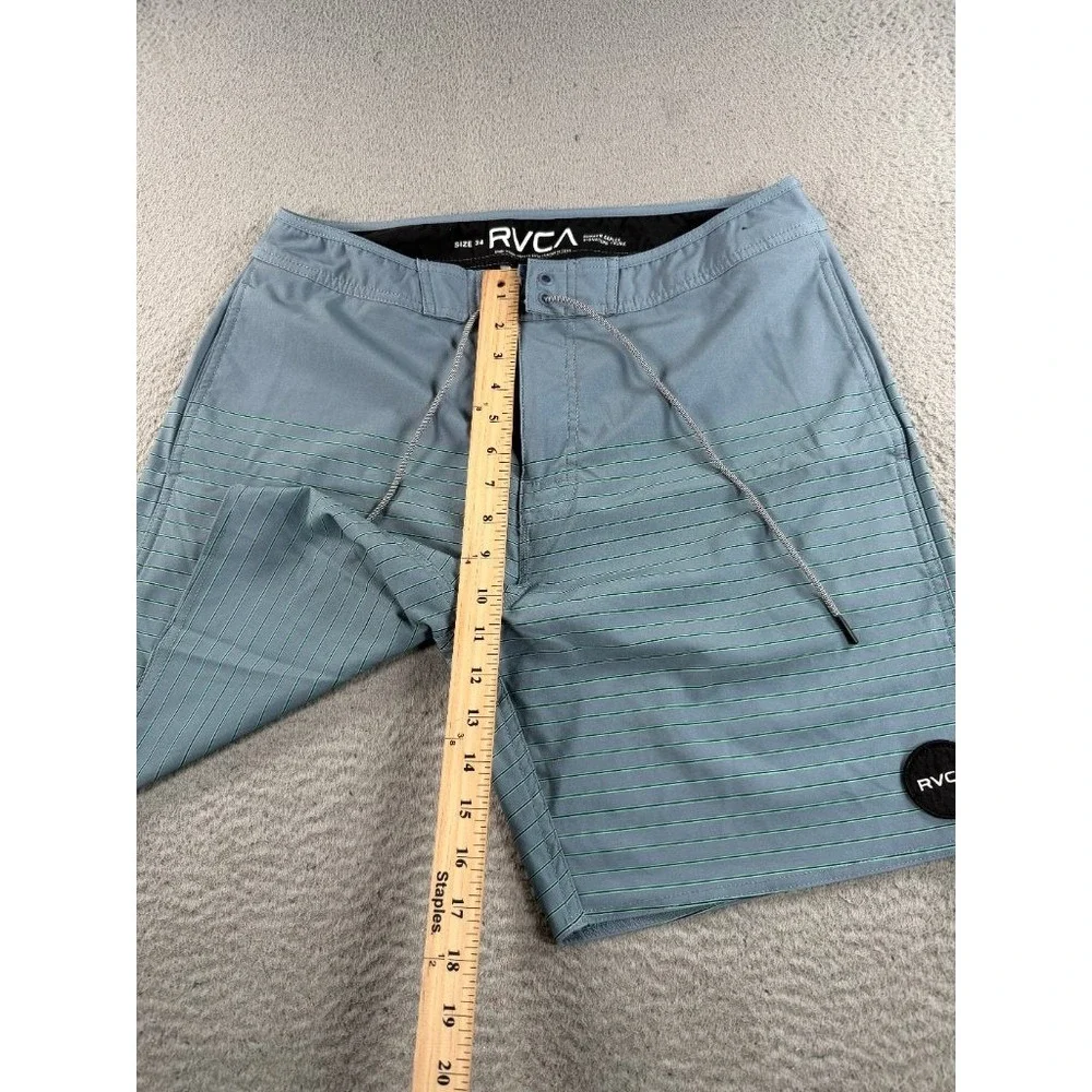 RVCA Curren Caples Signature Trunk Board Shorts Mens 34 Blue Green Striped Surf